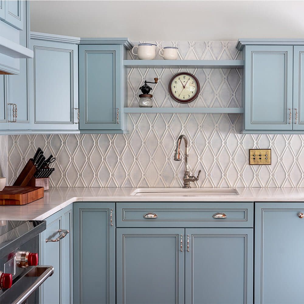 Designer kitchen backsplash with tile and quartz in Southlake, Texas