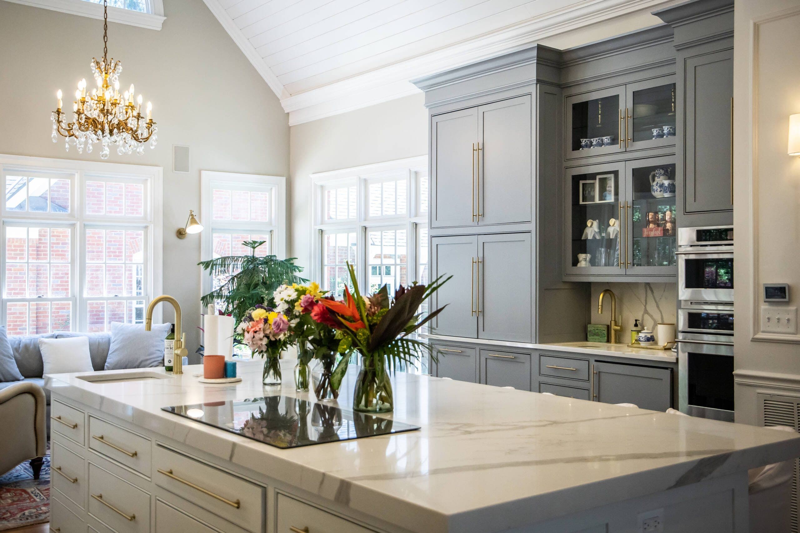 Luxury kitchen remodel in Colleyville, TX with custom two-tone cabinetry and quartz island