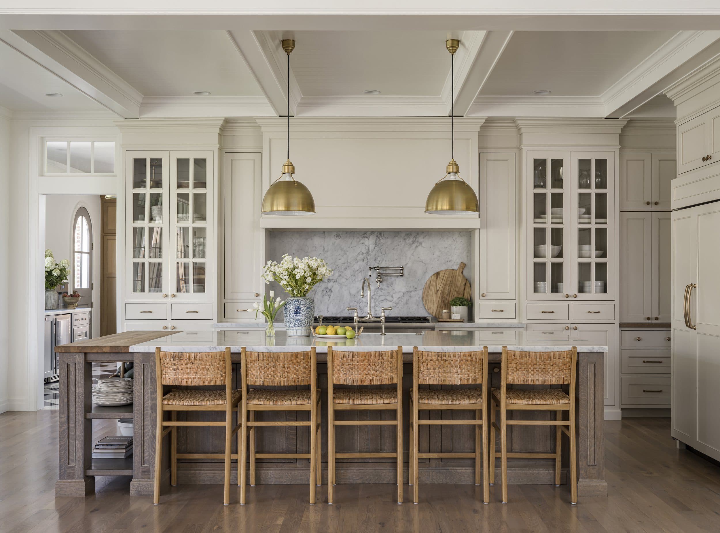 Modern heritage kitchen design with custom white oak cabinets in Westlake