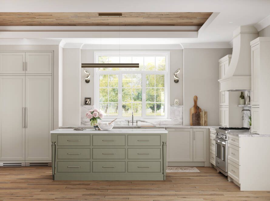 Natural Elegance Kitchen Design – White Quartz Countertops & Gold Accents