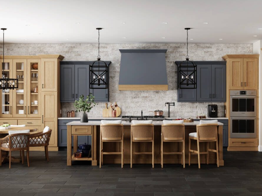 Modern Heritage Kitchen – Custom Cabinets and Marble Backsplash