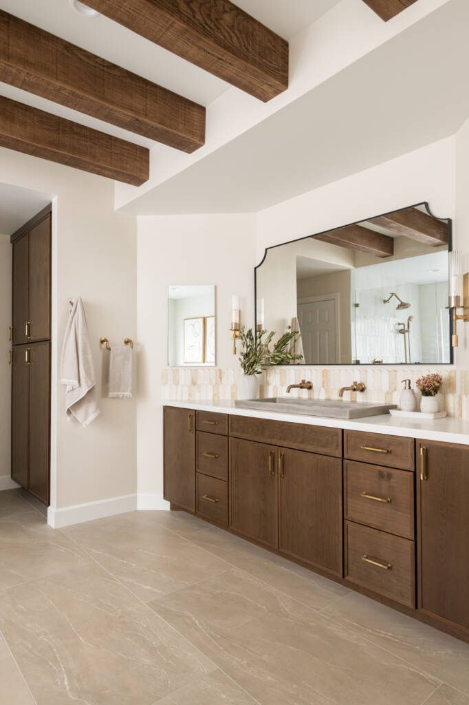Modern Luxury -Southlake’s trusted luxury remodeling experts Freestanding soaking tub with silver dollar mosaic accent wall