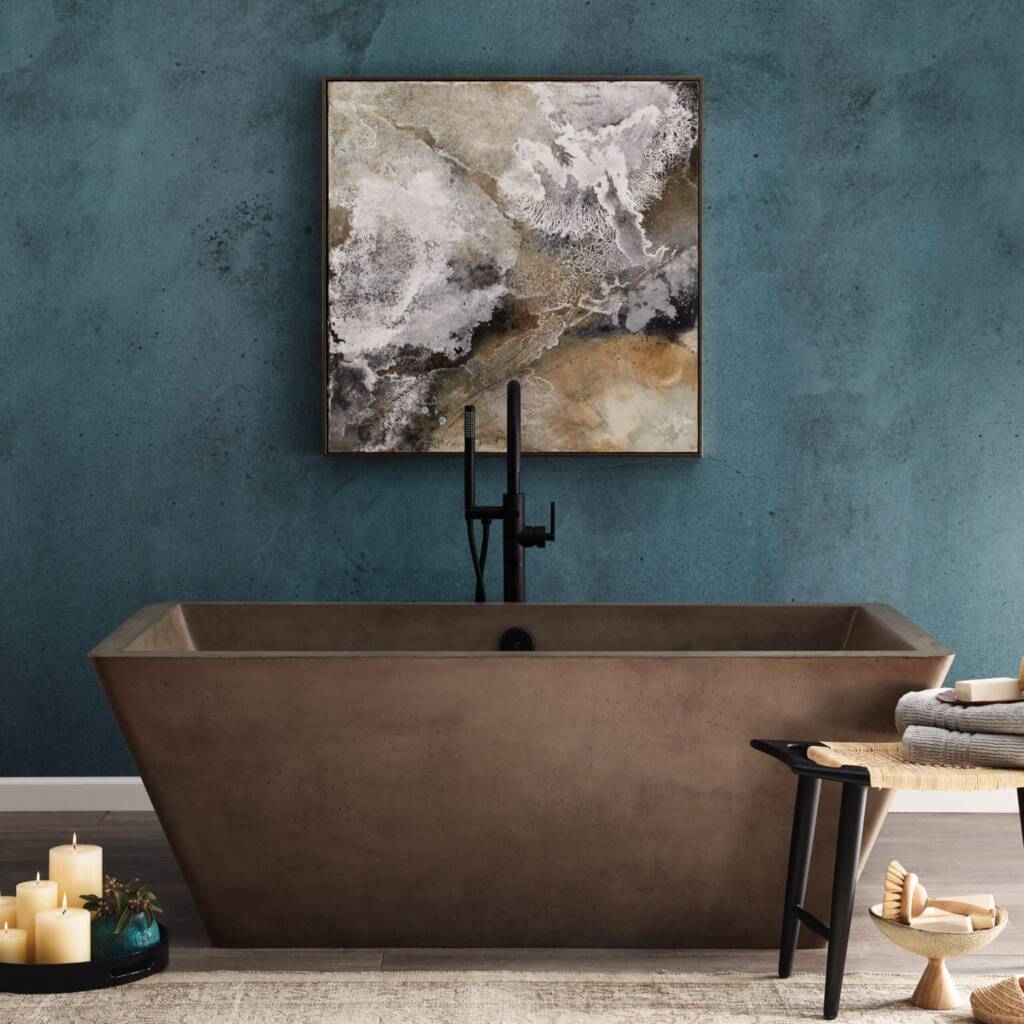 Freestanding Tubs -Southlake’s trusted luxury remodeling experts Elegant bathroom featuring brushed brass freestanding faucet and tub