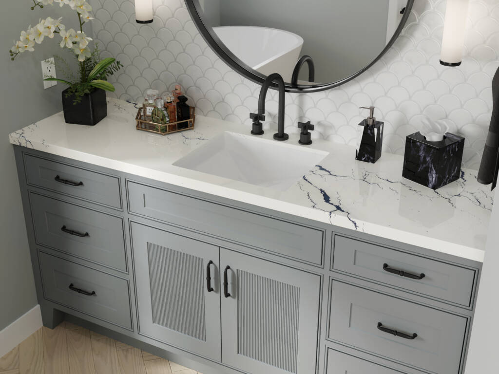 Roofing #2 -Southlake’s trusted luxury remodeling experts Modern floating bathroom vanity Westlake TX with matte black faucet