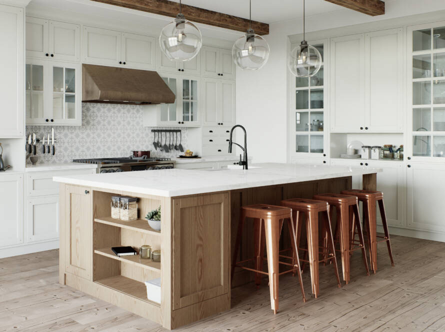 Layered lighting luxury kitchen Flower Mound – open-concept quartz counters